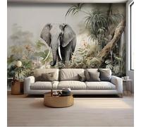 YOZYOOOZ Papier peint 3D motif éléphant et animaux de la forêt, style moderne, grande fresque murale personnalisée pour chambre à coucher, salon, art moderne
