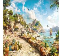 YOZYOOOZ Papier peint 3D motif paysage floral et architecture rétro, grande fresque murale personnalisée, idéal pour une chambre à coucher, un salon ou un art moderne