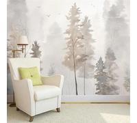 YOZYOOOZ Papier peint autocollant 3D motif forêt, arbre, ciel, oiseau, style nordique, peint à la main, idéal pour la décoration d'une chambre, d'un salon ou d'une télévision