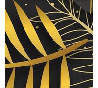 YOZYOOOZ Papier peint mural 3D motif plantes tropicales, feuilles noires et dorées, autocollant en PVC imperméable, idéal pour la décoration d'une chambre ou d'un salon