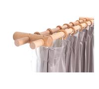 YPAPBHT Tringle à Rideau en Bois Massif, Tringle Romaine, Tringle Simple, Tringle Double, Couleur Bois d'origine/Couleur Noyer, Installation poinçonnée(230CM,Double Pole)
