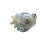 YPBEW Bague unique en forme de conque et d'étoiles de mer - Taille réglable - Accessoire de doigt pour les amateurs de plage, One Size, Comme décrit, Comme décrit.