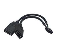 YPBEW Câble USB 2.0 9 broches vers 2 ports de type E avec port C en façade convertit 9 broches en USB 2.0 pour intégration de périphériques, connecteurs C du panneau avant