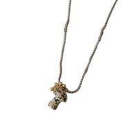 YPBEW Chaîne de clavicule champignon en acier avec pierre naturelle pour offrir un cadeau - Pendentif sculpté à la main pour les amateurs de nature et d'art, Moyen, Comme décrit, Comme décrit.