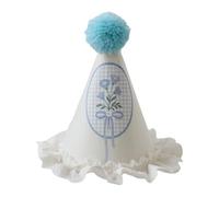 YPBEW Chapeau en dentelle réglable pour fête d'anniversaire, motif canard/fleur, double couche, dentelle et pompons, décoration douce non tissée anniversaire