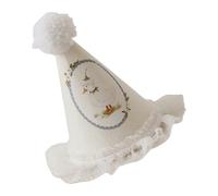 YPBEW Chapeau en dentelle réglable pour fête d'anniversaire, motif canard/fleur, double couche, dentelle et pompons, décoration douce non tissée anniversaire