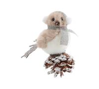 YPBEW Décoration en forme d'oiseau floqué avec branche de pomme de pin réaliste à suspendre pour bibliothèque, fenêtre, décoration de vacances à suspendre