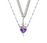 YPBEW Ensemble de colliers uniques en forme de cœur et d'épées représentant la force intérieure et la bravoure - Parfait pour les couples ou les amis comme cadeau - Bijou double chaîne, One Size