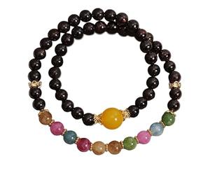 YPBEW Grenats naturels à double boucle empilable pour femme - Usage quotidien formel - Grenat naturel - Double boucle pour les atmosphères positives - Accessoire de mode - Bracelet empilable
