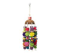 YPBEW Jouet à mâcher coloré en noix de coco pour calopsitte, conure, cacatoès, grincement des dents, parfait pour cage à oiseaux, perroquets, jouet pour grands oiseaux