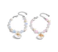 YPBEW Lot de 2 bijoux en coquillage naturel sur le thème de la mer pour le confort des femmes au quotidien et les fêtes, taille unique, Comme décrit