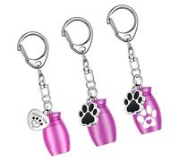 YPBEW Lot de 3 porte-clés urnes en métal avec pendentif en forme de pattes de chien pour cendres d'animaux domestiques