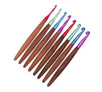 YPBEW Lot de 8 crochets ergonomiques en aluminium avec poignée en bois de 3 à 7 mm pour tricot, pull, écharpe
