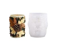 YPBEW Moule cylindrique en silicone en forme de pomme de pin en relief pour savon de Noël, fabrication de chocolat de qualité alimentaire, moule en forme de pomme de pin en silicone