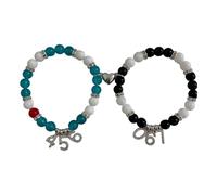 YPBEW Perle avec breloque numérique pour couple et ami couple assorti chaîne à main anniversaire verre alliage, One Size, Comme décrit