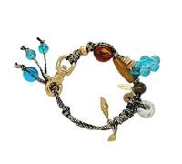 YPBEW Porte-clés fait à la main réglable en perles naturelles à double usage bijoux pour filles tressé réglable