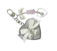 YPBEW Porte-clés ludique avec nœud coloré et accents de cœur, compact et robuste pour le maquillage en déplacement, b, taille unique