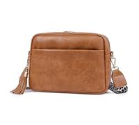 YPBEW Sac à main multi-poches permanentes en cuir PU contre l'usure Plan confortable pour le voyage, le travail, sac à bandoulière traditionnel à franges, marron