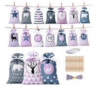 YPBEW Sacs de calendrier de l'Avent de Noël, sacs cadeaux de 24 jours, sacs cadeaux pour bonbons, décoration d'intérieur, loisirs créatifs, calendrier de l'Avent à remplir