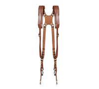 YPBEW Sangle pour appareil photo en cuir pour photographes - Double harnais d'épaule à libération rapide pour appareil photo DSLR/SLR/appareil photo sans miroir, marron, leather