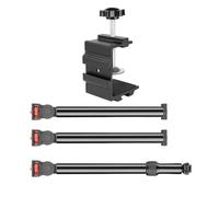 YPBEW Support de microphone de table en alliage d'aluminium avec pivots à 360 degrés et interfaces à vis de 6,35 mm, support de serrage de tube de 25 mm de diamètre