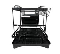 YPBEW Système d'égouttoir portable à 2 niveaux - Surfaces de ruissellement d'eau inclinées - En fer et métal - Fournitures de cuisine - Station de séchage