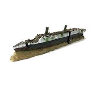 YPBEW Titanics engloutis en résine pour aquariums - Accessoire authentique - Scène sous-marine - Décoration d'aquariums - Pièces maîtresses de bateau marin - Accessoire de décoration