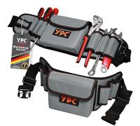 YPC ProBelt Ceinture à outils professionnelle avec grande poche à clous, 7 poches plaquées et une boucle pour marteau, sac à outils vide, sac banane pour outils