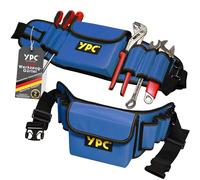 YPC ProBelt Ceinture à outils professionnelle avec grande poche à clous, 7 poches plaquées et une boucle pour marteau, sac à outils vide, sac banane pour outils
