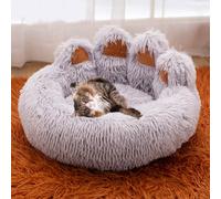 YPDOPORA Coussin Rond en Forme De Donut pour Chats Et Chiens, Coussin Anti-Anxiété pour Chats Et Chiens De Petite Et Moyenne Taille, Lavable, avec Fond Antidérapant.,Argent,M