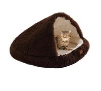 YPDOPORA Cozy Cocoon Cat Bed, Lit Semi-Fermé pour Animaux De Compagnie, Grands Lits De Grotte pour Chats D'intérieur, Grotte De Lits pour Animaux De Compagnie Amovible Et Lavable,café,2XS