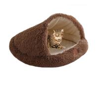 YPDOPORA Cozy Cocoon Cat Bed, Lit Semi-Fermé pour Animaux De Compagnie, Grands Lits De Grotte pour Chats D'intérieur, Grotte De Lits pour Animaux De Compagnie Amovible Et Lavable,Marron,XS