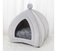 YPDOPORA Grotte De Lit pour Chats Et Petits Chiens D'intérieur, Tente en Dôme pour Chats avec Coussin Lavable Amovible, Lits pour Chatons Doux Et Auto-Chauffants,Gris,M