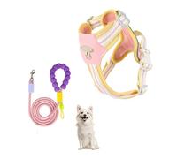 YPDOPORA Harnais pour Petit Chien, Harnais Anti-Traction avec 2 Attaches De Laisse, Gilet Réfléchissant Réglable pour Chiot, Harnais Facile À Promener pour Petit Chien,Rose,S