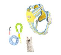 YPDOPORA Harnais pour Petit Chien, Harnais Anti-Traction avec 2 Attaches De Laisse, Gilet Réfléchissant Réglable pour Chiot, Harnais Facile À Promener pour Petit Chien,Jaune,XL
