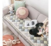 YPDOPORA Housse De Protection pour Canapé en Coton Garden Chic, Tapis Antidérapant pour Animaux De Compagnie, Housse De Canapé Lavable, Tapis De Salon, Housse De Canapé À Imprimé Floral,Gris,3XL
