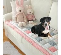 YPDOPORA Housse De Protection pour Canapé en Coton Garden Chic, Tapis Antidérapant pour Animaux De Compagnie, Housse De Canapé Lavable, Tapis De Salon, Housse De Canapé À Imprimé Floral,Rose,3XL