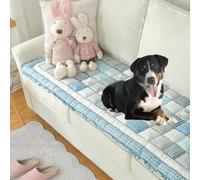 YPDOPORA Housse De Protection pour Canapé en Coton Garden Chic, Tapis Antidérapant pour Animaux De Compagnie, Housse De Canapé Lavable, Tapis De Salon, Housse De Canapé À Imprimé Floral,Bleu,3XS