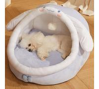 YPDOPORA Lit D'intérieur pour Chat avec Coussin Amovible - Tente Chaude en Peluche pour Animaux De Compagnie avec Motif d'oreilles De Dessin Animé Et Pompon,D,L