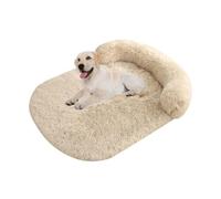 YPDOPORA Lit Orthopédique pour Chien De Taille Moyenne, Lavable, en Fausse Fourrure Moelleuse, en Mousse À Alvéoles, avec Paniers Lavables Et Housse De Protection Douce pour Canapé,Beige,S