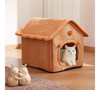 YPDOPORA Lits Fermés pour Chats D'intérieur, Niche Douillette Et Chaude pour Chats, Niche Pliable pour Petits Chiens Et Chats avec Housse Amovible Et Lavable Et Fond Antidérapant,S