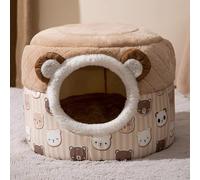 YPDOPORA Lits pour Chats D'intérieur en Forme De Grotte, Maisons-Tentes Moelleuses avec Coussin Amovible Et Fond Antidérapant pour Chats De Petite Et Moyenne Taille,Marron,L