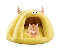YPDOPORA Maisonnette pour Chats D'intérieur, Lit-Tente Semi-Fermé pour Animaux De Compagnie, Niche avec Coussin Amovible Et Lavable Et Fond Antidérapant pour Chiots Et Chatons,Jaune,M