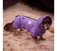 YPDOPORA Manteau d'hiver pour Chien Teckel, Manteau Chaud pour Chien par Temps Froid, Veste Chaude Coupe-Vent À 4 Pattes pour Chiens avec Fermeture Éclair, Veste À Col Roulé pour Chiens,Violet,L