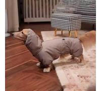 YPDOPORA Manteau d'hiver pour Chien Teckel, Manteau Chaud pour Chien par Temps Froid, Veste Chaude Coupe-Vent À 4 Pattes pour Chiens avec Fermeture Éclair, Veste À Col Roulé pour Chiens,Marron,2XL