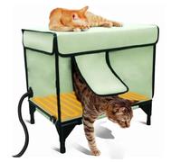 YPDOPORA Niche d'hiver Chaude pour Chats D'extérieur, Niche Chauffante pour Chats D'extérieur avec Porte De Secours, Niche Imperméable Et Coupe-Vent pour Animaux De Compagnie,Light Green,L