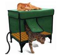 YPDOPORA Niche d'hiver Chaude pour Chats D'extérieur, Niche Chauffante pour Chats D'extérieur avec Porte De Secours, Niche Imperméable Et Coupe-Vent pour Animaux De Compagnie,Dark Green,S