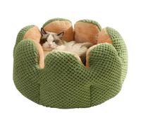 YPDOPORA Nid-Cave pour Chat D'intérieur, Lit Confortable en Forme De Cactus, Lit Orthopédique Auto-Chauffant, Niche Lavable avec Fond Antidérapant pour Chiots Et Chatons,Vert,S