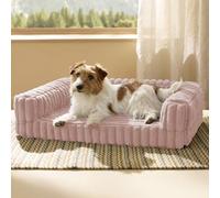 YPDOPORA Panier Orthopédique pour Grands Chiens, Canapé en Mousse Imperméable Et De Soutien, Canapé en Mousse Alvéolée Antidérapante avec Housse en Velours Côtelé Amovible Et Lavable,Rose,S