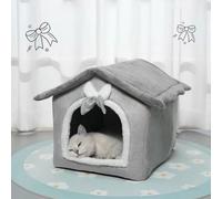 YPDOPORA Panier pour Chats D'intérieur, Lit pour Animaux De Compagnie Semi-Fermé, Niche Chaude avec Coussin Amovible Et Lavable Et Fond Antidérapant pour Petits Chats Et Chiens,Argent,S